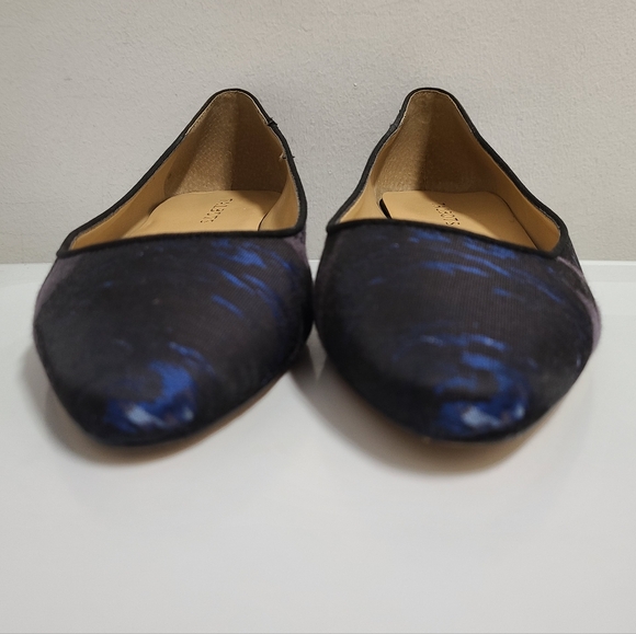 Talbots Blue & Black Textured Fabric Almond Toe Flats 8½ Wide - Picture 6 of 12